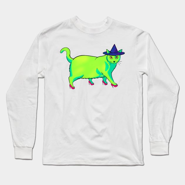 Witch Cat Long Sleeve T-Shirt by jastinamor